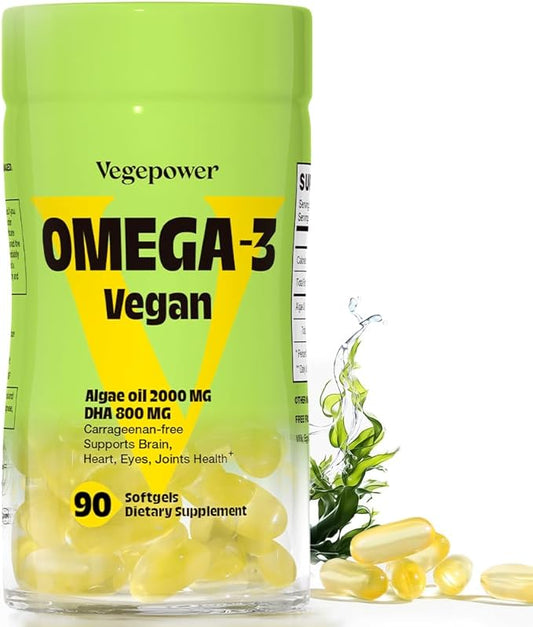 Vegan Omega-3 DHA Supplements - Premium Fish Oil Alternative from Algae Oil | 90 Carrageenan Free Softgels | Plant Based Algal DHA Essential Fatty Acids, Non-GMO (Algae, 90 Count (Pack of 1))