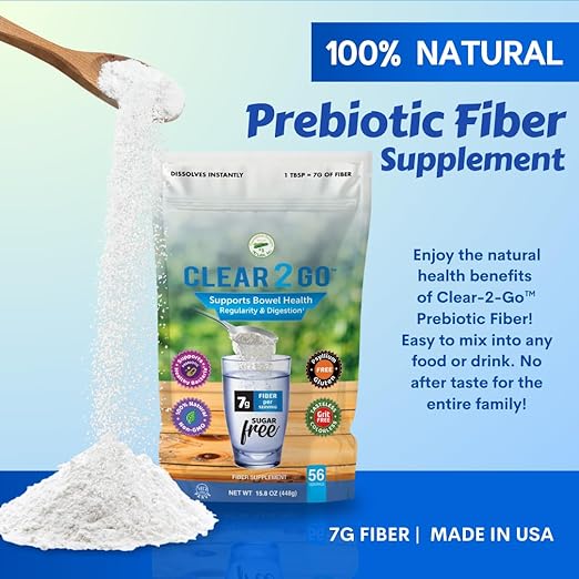 Prebiotic Fiber Supplement Powder - Inulin Soluble Fiber - All Natural Sugar & Gluten Free Dietary Fiber - Daily Fiber for Bowel Health - Nutritional Designs Clear 2 Go - 15.8 Oz