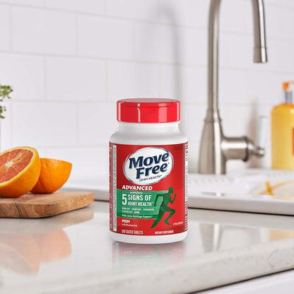 Move Free Advanced Plus MSM Coated Tablets, Joint Health Supplement with Glucosamine and Chondroitin, 120 Count, Pack of 2