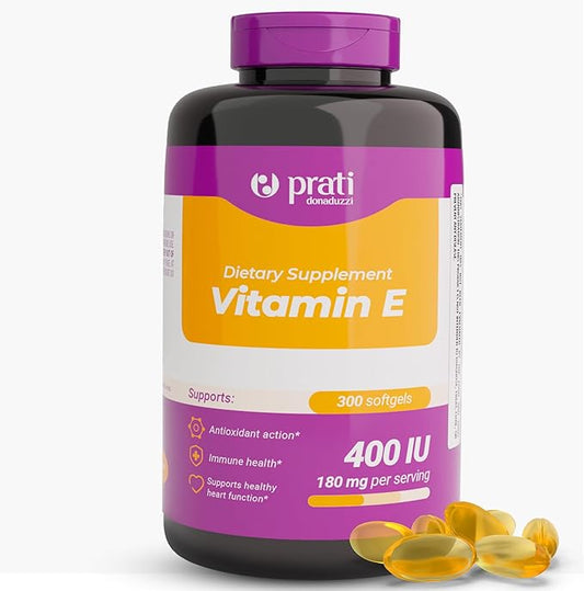 Vitamin E 400 IU – 300 Softgels – Strengthens The Defense System, Combats Free Radicals, and Promotes Healthy Aging – for Adults