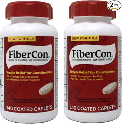 Fibercon Fiber 140 Caplets Each by Fibercon (Pack of 2)