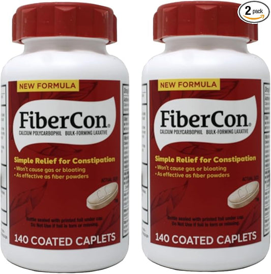 Fibercon Fiber 140 Caplets Each by Fibercon (Pack of 2)