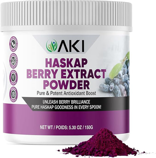 AKI Haskap Berry Extract Powder - Rich in Antioxidants, Vitamin-C & Polyphenols - Extracted from Quality Dried Berries - No Added Artificial Flavors & Coloring - Boosts Energy Level (5.30Oz/150g)