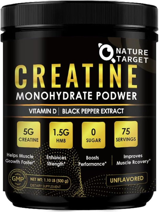 Micronized Creatine Monohydrate for Women and Men, Creatine Powder for Men-Women for Improve Performance and Strength, Support Muscle Growth and Workout Recovery, 6.5g per Servings, 75 Servings