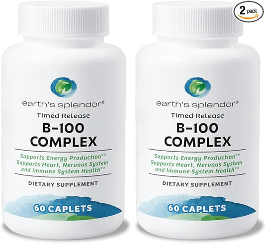 Earth's Splendor Vitamin B Complex – Supports Energy, Metabolism, and Immune Function – Complete B-Vitamin Formula for Men & Women, 60 Tablets, 2-Month Supply