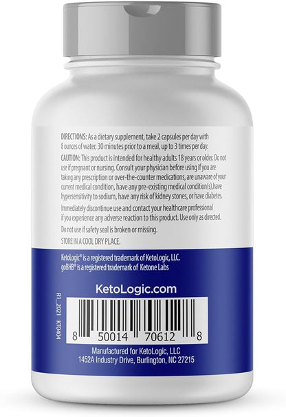 Ketologic BHB Caps + Apple Cider Vinegar (60 Capsules, 30 Supplements)