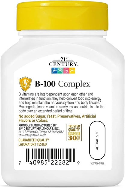 21st Century B 100 Complex Prolonged Release Caplets, 60 Count (Pack of 1)