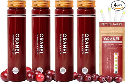 CRANEL UTI Support Cranberry Elixir, 4X Bottles (Monthly Supply) Clinically-Proven & Antibiotic-Free, Packed with 3,000 Real Cranberries (Tart Taste) Vegan & Non-GMO, Zero Added Sugar
