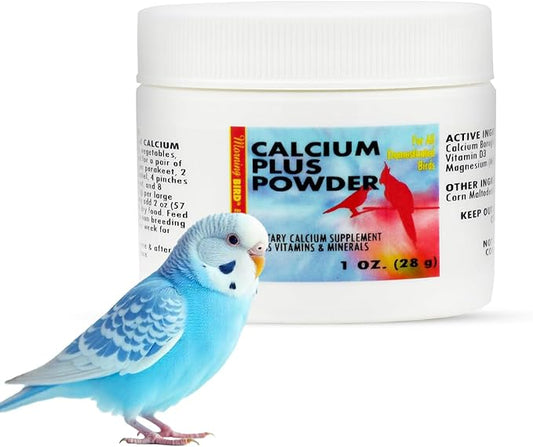 Morning Bird Calcium Plus Powder for Birds 1 oz – Calcium Supplement with Vitamin & Protein Powder – Supports Bone Health, Muscle Function & Digestive Balance – Easy-to-Mix Calcium Formula