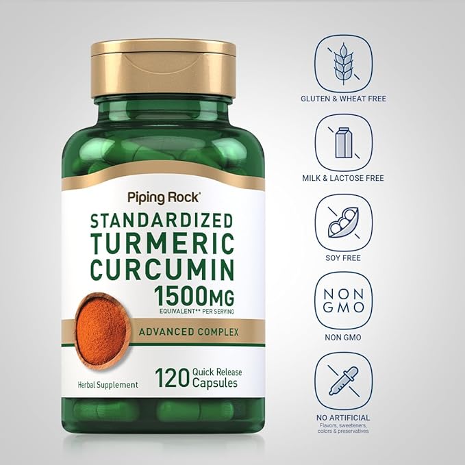 Piping Rock Turmeric Curcumin Complex 1500mg | 120 Capsules | with Black Pepper Extract and Tart Cherry | Advanced Formula Supplement | Non-GMO, Gluten Free