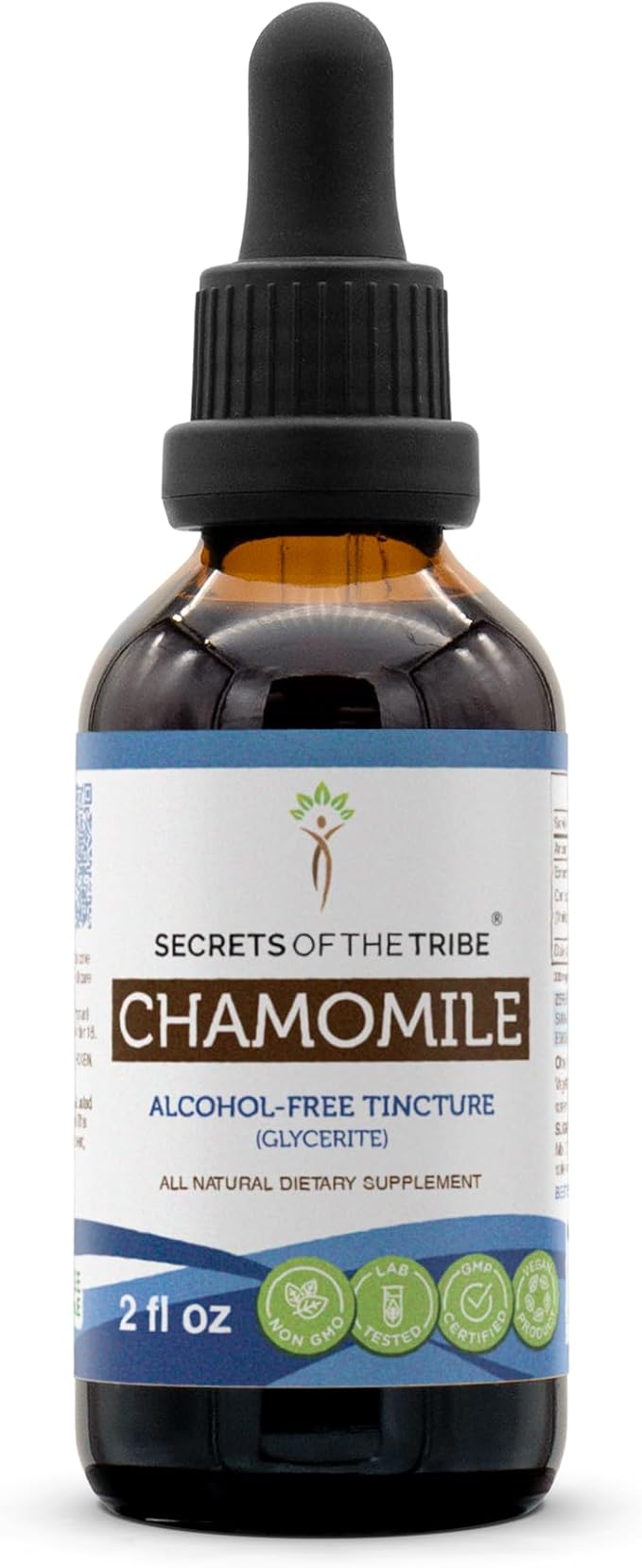 Secrets of the Tribe Chamomile Tincture Alcohol-Free Extract, Chamomile Matricaria Recutita Healthy Digestion/Soothing and Calming Properties 2 oz