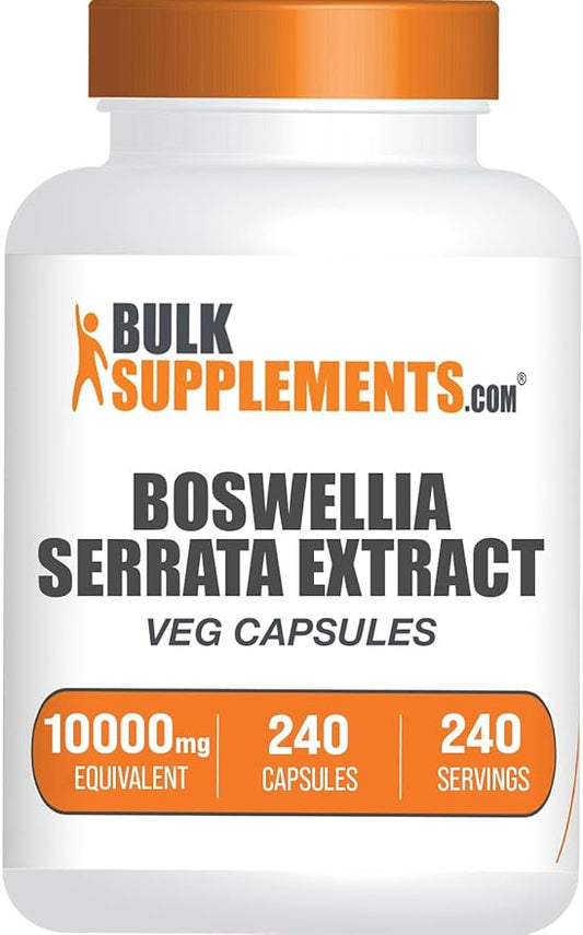BulkSupplements.com Boswellia Serrata Extract Capsules - Boswellia Serrata Capsules - Boswellia Serrata Supplement, Gluten Free, 1 Capsule per Serving, 240 Veg Capsules (Pack of 1)