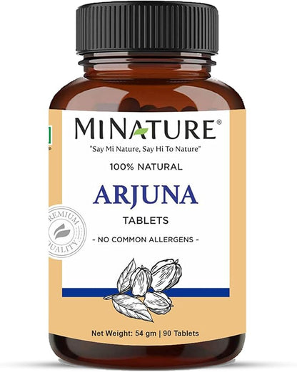 Arjuna Tablets by mi Nature -90 Tablets, 1000mg | 45 Day Supply | 100% Natural Arjuna Tablet | Arjun bark | Saraca Indica | from India