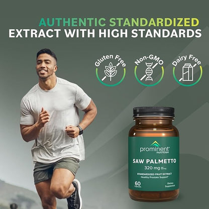 Prominent Nutrition Saw Palmetto Supplement, Healthy Prostate Support Saw Palmetto for Men, Supplement for Urinary Health, 160 mg, 30 Day Supply