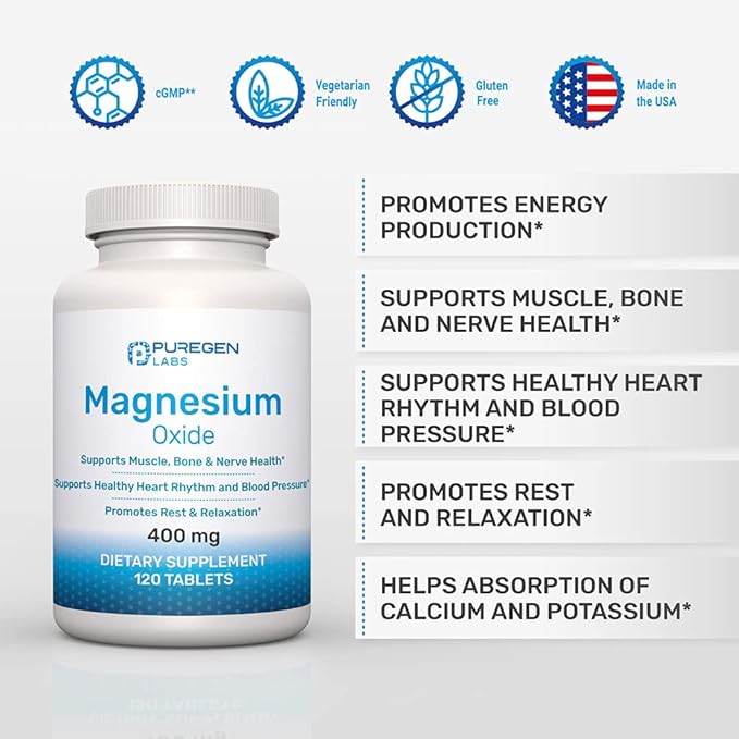 Magnesium Oxide 400mg [High Potency] Supplement | 2 Pack - Total 240 Tablets