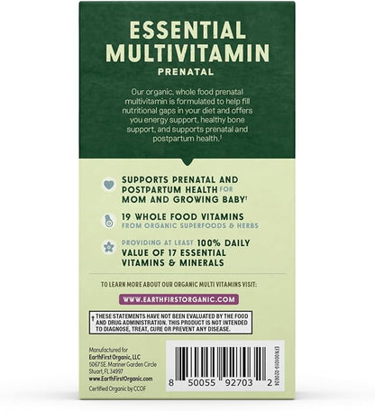 Prenatal Once Daily Multivitamin for Women for Conception, Pregnancy, Postpartum & Breastfeeding, Folate, Iron & Organic Whole Food Blend, 60 Count