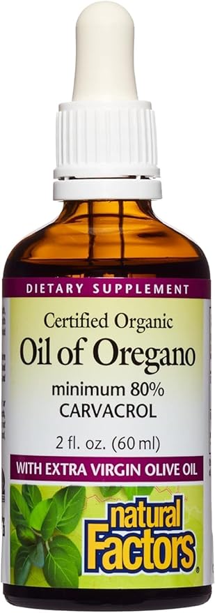 Natural Factors, Certified Organic Oil of Oregano, Herbal Supplement for Immune Support, Vegan, Non-GMO, 2 Oz