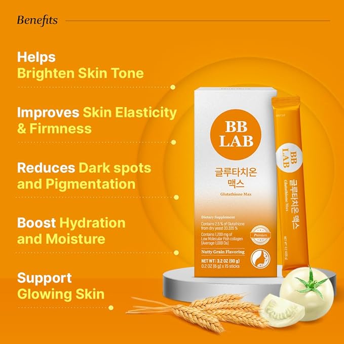 BB LAB [Korean Pick Collagen] Low Molecular Collagen 5000, Glutathione Max, Powder Stick Halal Certified Korean Marine Collagen, Fish Collagen, Vitamin C, Glutathione, Fast Absorption