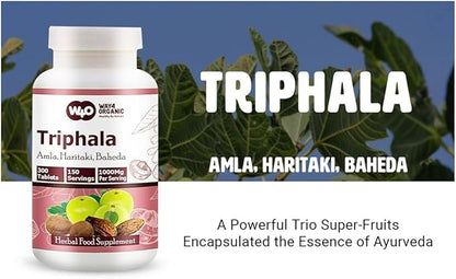 Triphala Tablets, 300 Pills, 5 Month Supply - Herbal Supplement with Amla, Haritaki & Baheda – Supports Digestive Health (Pack of 1)