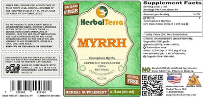 Myrrh (Commiphora Myrrha) Glycerite, Organic Dried Gum Resin Alcohol-Free Liquid Extract 2 oz