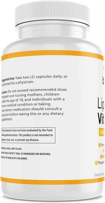Liposomal Vitamin C, Healthy Immune System, Supports Heart Health, Enhanced Energy Level, Antioxidant Properties, 1400mg Per Servings, 180 Capsules