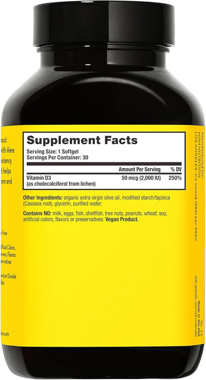 HUM Here Comes The Sun - Immune Supplement with Vitamin D & Calcium for a Healthy Immune System - Supports Radiant Skin, Mood + Bone Health (30-Count)