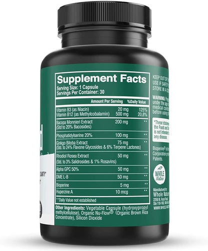 Brain Booster Nootropics - Brain Shield with Ginkgo Biloba, Alpha GPC and Bacopa Monnieri, Vitamin B12, B3 - Support Focus, Memory & Clarity, Energy & Stress Relief. (1)