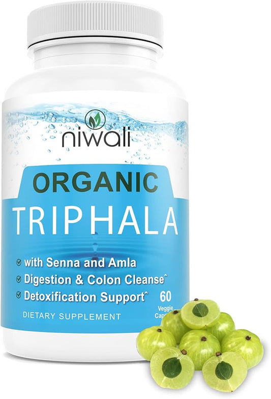 Triphala Capsules for Gut Health - 60 Counts | Organic Triphala Supplement | Digestion, Colon Cleanser & Detox, Immune System Support | USDA Certified Organic | Adaptogen Non-GMO