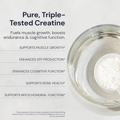 Blueprint Bryan Johnson Creatine Monohydrate Powder - Creatine Supplement for Muscle Builder & Recovery - Promotes Strength, Cognitive & Endurance Support (100 Servings)
