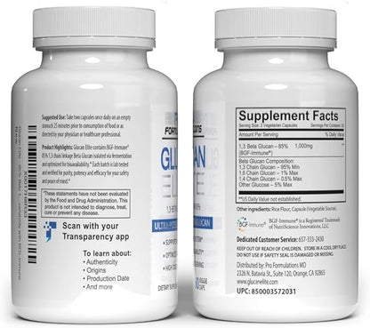 Glucan Elite - Beta 1-3D Glucan - 60 vcaps - Ultra-Potency Beta Glucan - Highest Bioavailability with BGF-Immune - Immune System Support