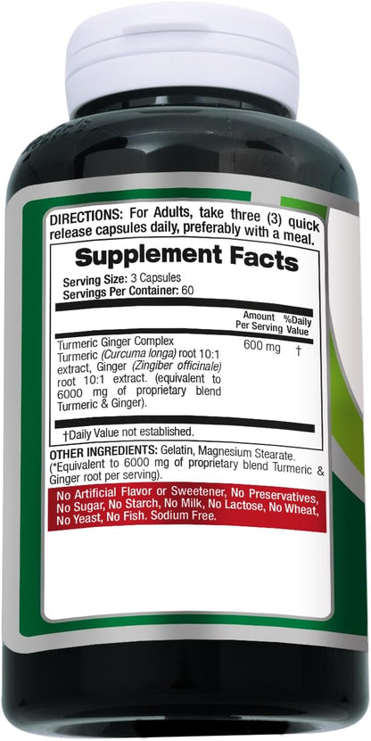 FITO MEDIC'S Lab | Tumeric and Ginger Supplement | 6000 mg | 180 Caps | Tumeric and Ginger | Ginger Supplements | Turmeric | Turmeric Supplements | Ultra high Absorption, s.