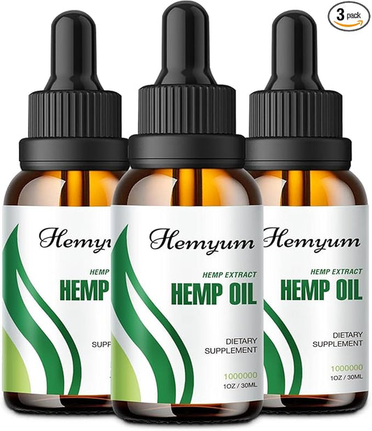(3-Pack) Hemp Oil Drops High Potency - Relief Good Mood - Maximum Strength 1000,000 Natural Relax Hemp Oil - Organic Hemp Oils Tincture Extract - Vegan,Non-GMO