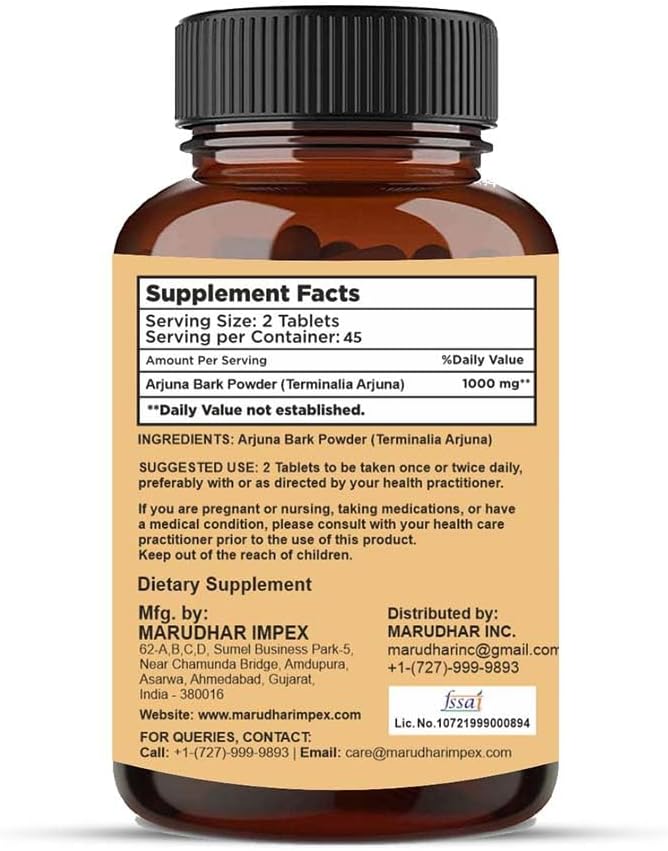 Arjuna Tablets by mi Nature -90 Tablets, 1000mg | 45 Day Supply | 100% Natural Arjuna Tablet | Arjun bark | Saraca Indica | from India