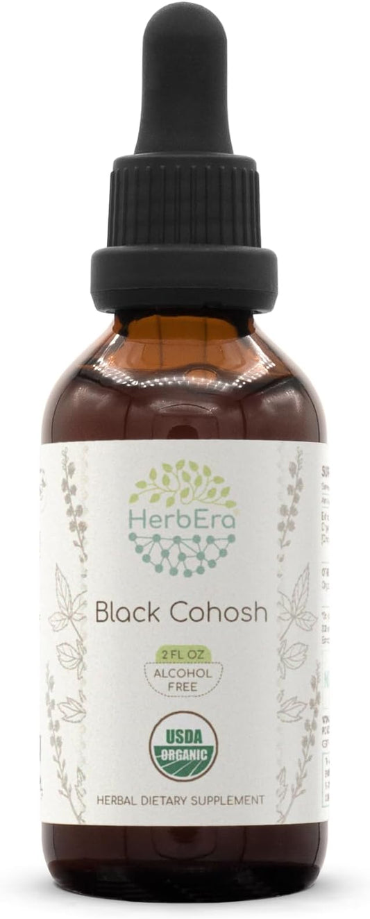 Black Cohosh B60 USDA Organic Tincture | Alcohol-Free Extract, High-Potency Herbal Drops | Certified Organic Black Cohosh (Cimicifuga Racemosa) Dried Root (2 oz)