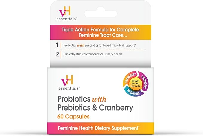 vH essentials Probiotics with Prebiotics and Cranberry Feminine Health Supplement - 60 Capsules