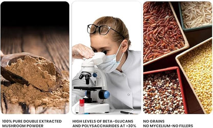 Ellie's Best 7 Mushroom Powder Extract Organic Blend - Reishi, Lion's Mane, Chaga, Turkey Tail, Cordyceps, Maitake & Shiitake - Double Extracted - Pure No Fillers - 8oz / 228 1g Servings……