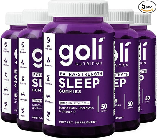 Goli Nutritional Supplement, Extra Strength Sleep Gummy 10mg Melatonin - 250 Count - Gluten-Free, Vegan, Non-GMO, and Gelatin-Free
