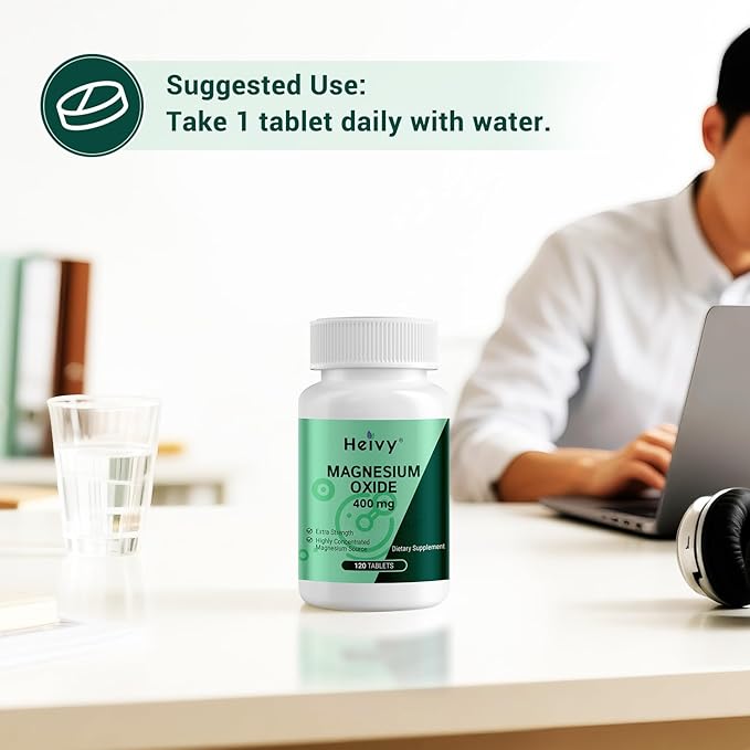 Magnesium Oxide 400mg – 120 Tablets Magnesium Supplement - Support Muscle Recovery & Relaxation