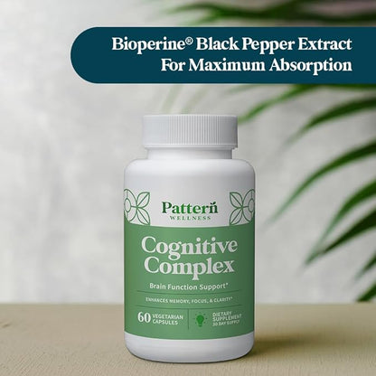 Pattern Wellness Cognitive Complex Supplement - Enhance Memory, Focus, and Clarity - Brain Health Support - 60 Vegetarian Capsules