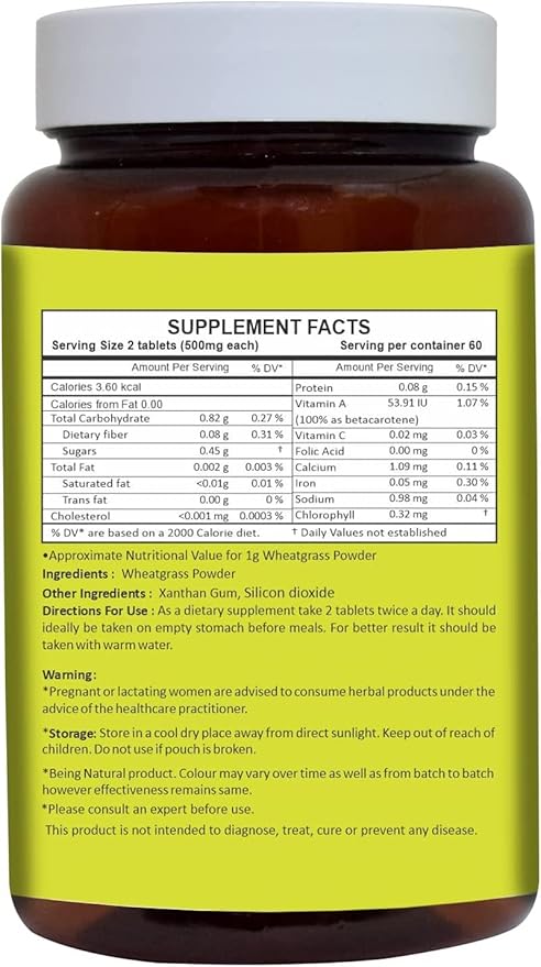 HERBAL HILLS Alfalfa Leaf Powder and Wheat Grass Tablets Pack of 2 Combo