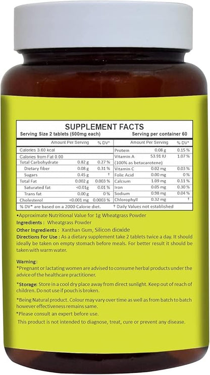 HERBAL HILLS Alfalfa Leaf Powder and Wheat Grass Tablets Pack of 2 Combo