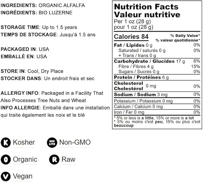 Food to Live Organic Alfalfa Powder, 4 Ounces – Non-GMO, Made from Raw Dried Whole Young Leaves, Vegan, Bulk, Great for Baking, Juices, Smoothies, Tea & Drinks. Good Source of Dietary Fiber & Protein