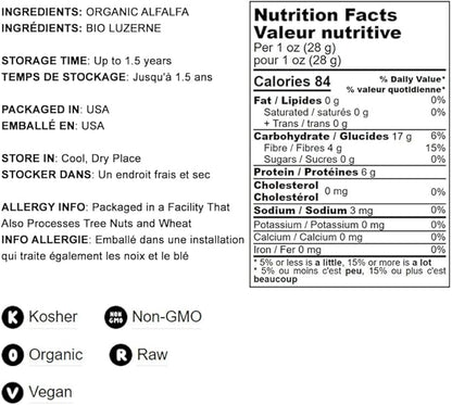 Food to Live Organic Alfalfa Powder, 4 Ounces – Non-GMO, Made from Raw Dried Whole Young Leaves, Vegan, Bulk, Great for Baking, Juices, Smoothies, Tea & Drinks. Good Source of Dietary Fiber & Protein