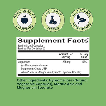 The Miracle Worker Magnesium Capsule Supplement: Reduce Stress and Improve Sleep Quality and Regularity While Easing Muscle Cramps, Capsules, 60 Servings, 120 ct