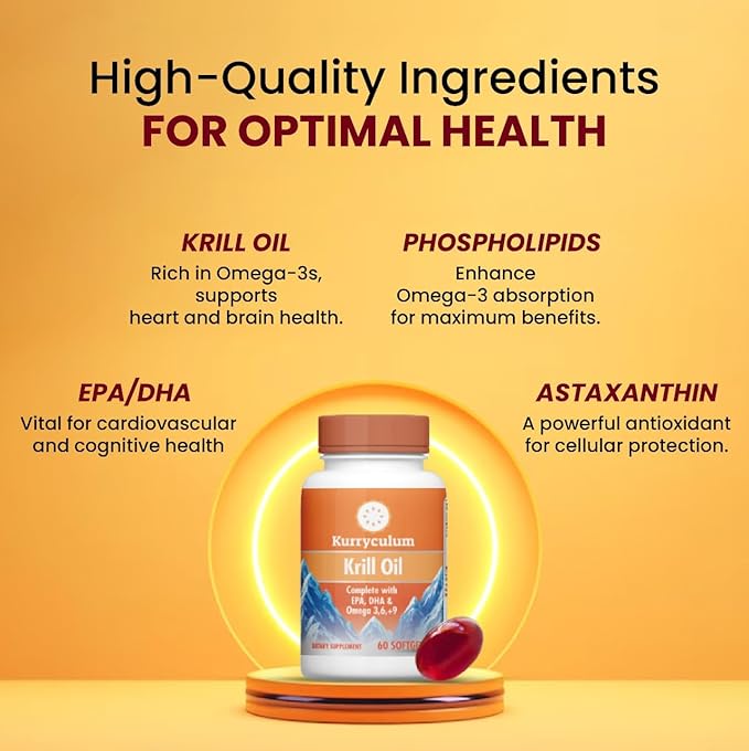 Krill Oil Softgels, 60 Count, with EPA, DHA & Omega 3,6,9