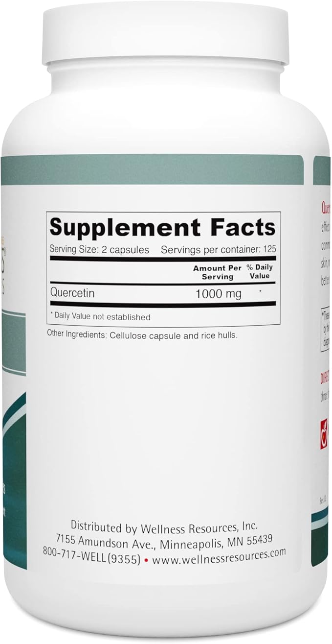 Wellness Resources Quercetin - Immune, Sinus and Allergy Support 1000mg per Serving - (250 caps/125 Servings) Vegan, Non-GMO