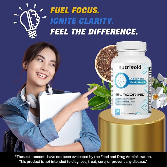 Nootropic Brain Support for Memory & Focus | Enhances Clarity, Concentration, & Alertness | with Thiamin, Chromium, Magnesium & Herbal Extracts