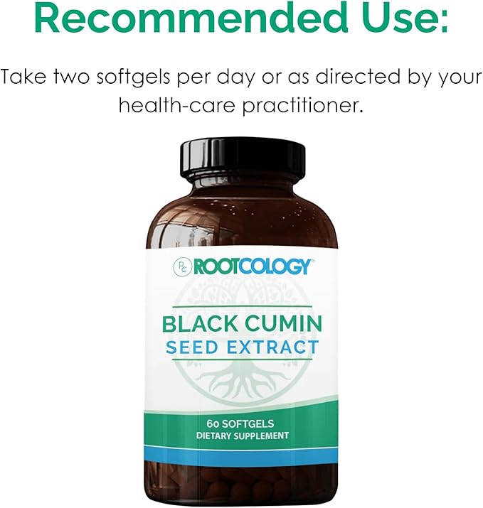 Rootcology by Dr. Izabella Wentz | Black Cumin Seed Extract | Unique Blend of Black Cumin Seed Oil to Support Digestive Function and Healthy Skin | 60 Softgels