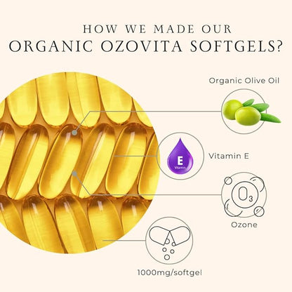Ozonated Organic Olive Oil – 1000mg per Softgel – 60 Softgels (2-Month Supply)