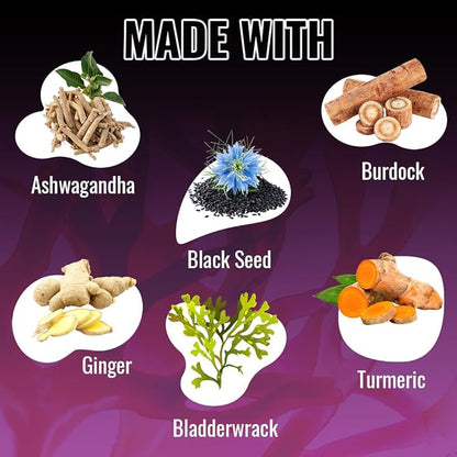 Vitamatic Sea Moss with Black Seed Oil, Ashwagandha, Turmeric, Bladderwrack & Burdock - 180 Vegan Capsules